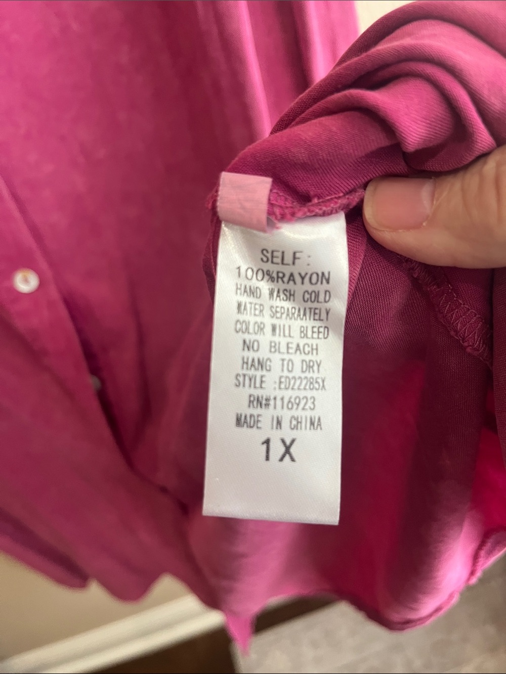 easel Raspberry-Pink Long Sleeve Button-Down Shirt Dress - Picture 6 of 6